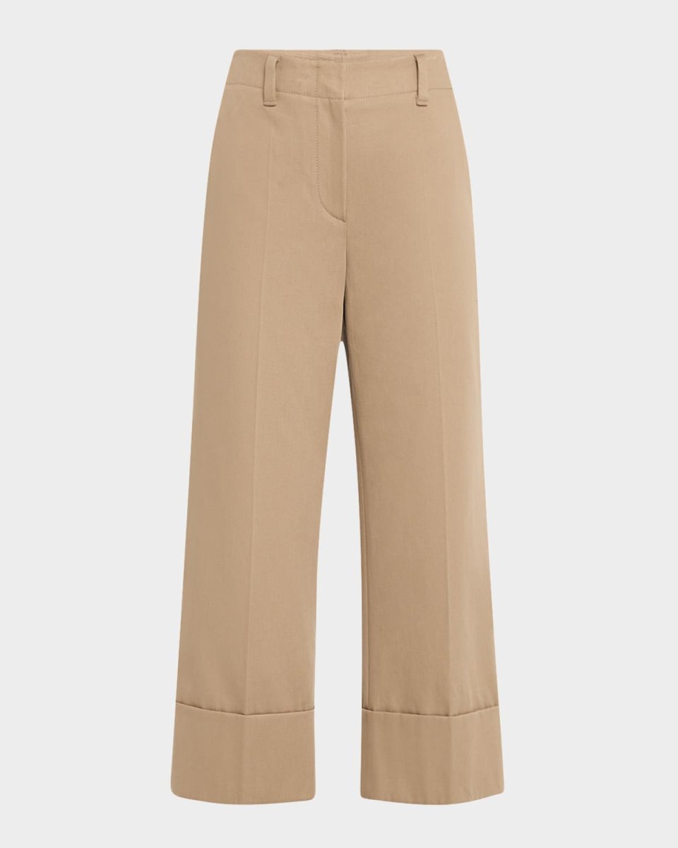 Cotton Couture Gabardine Straight-Leg Crop Cuffed Pants